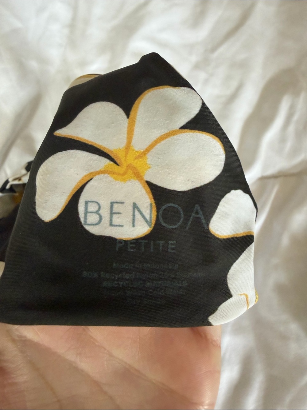 Benoa Swim Black Bikini Top with White & Yellow Floral Print
